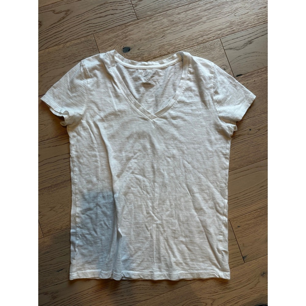Universal Thread Womens White V-Neck Short Sleeve Slub Knit T-Shirt Size M